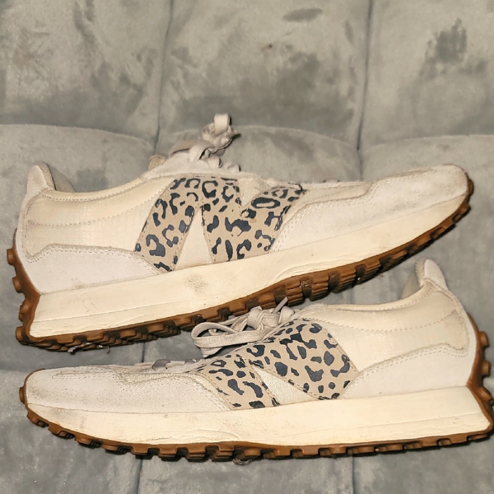 New Balance 327 Leopard Print Sneakers with Tan Soles